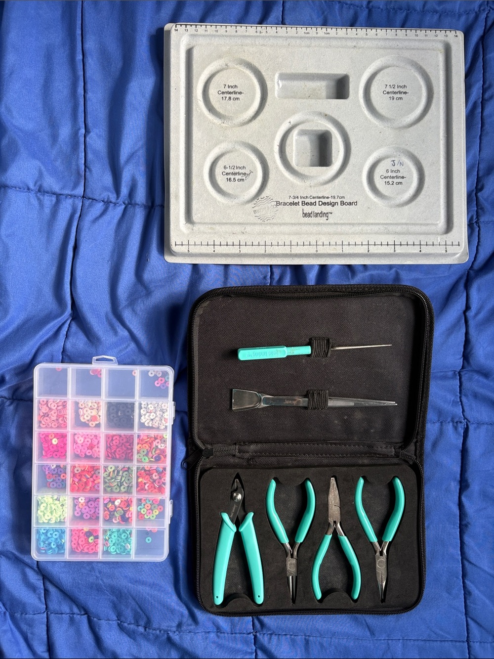 Multiples Mixed Media Jewelry Pliers Set in Teal and Silver